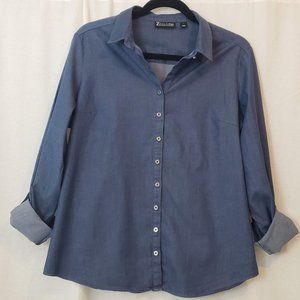 New York & Co Denim Chambray Button Down Shirt L